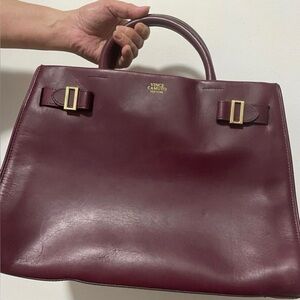 Vince Camuto Red Leather Briefcase with Structured Design